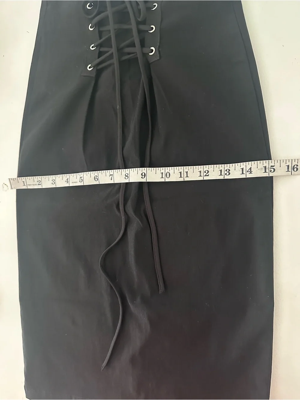 Vintage 90s Klaxons Black Corset Lace-Up High Waist Pencil Skirt Size Small Goth